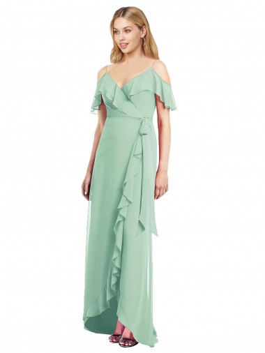 Soft Chiffon Trumpet Long Cold Shoulder High Low Bridesmaid Dress Barrie