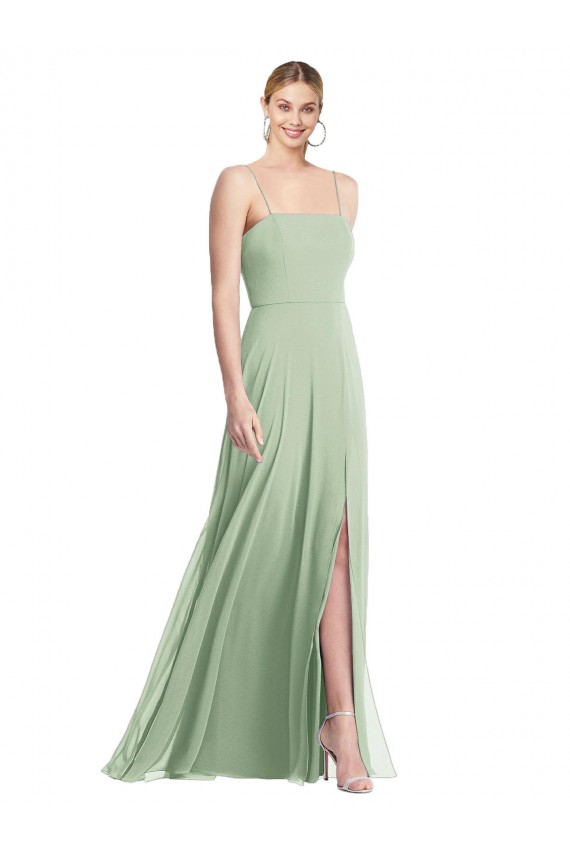 Soft Chiffon Trumpet Long Sleeveless Low Back Formal Evening Gown / Bridesmaid Dress Barrie