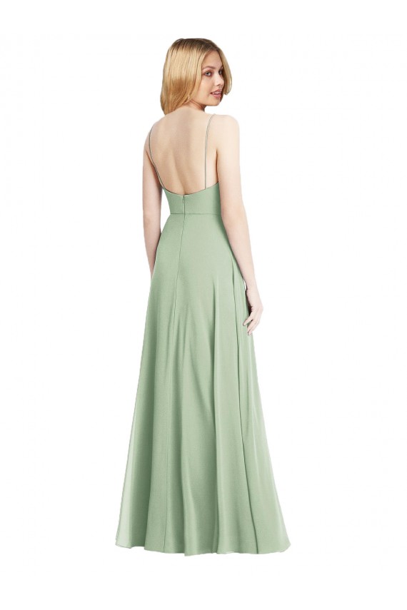 Soft Chiffon Trumpet Long Sleeveless Low Back Formal Evening Gown / Bridesmaid Dress Barrie