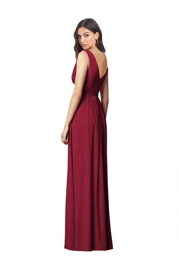 Soft Chiffon A-Line Long Sleeveless V-Back Semi Formal Evening Dress / Bridesmaid Dress Barrie