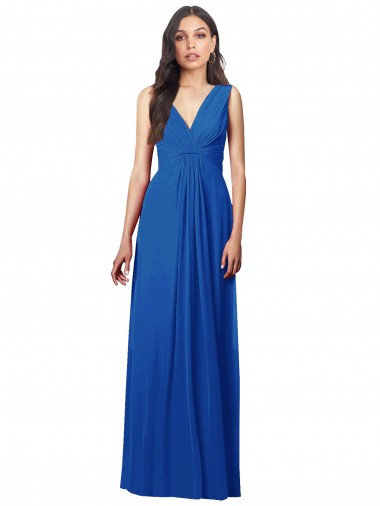 Soft Chiffon A-Line Long Sleeveless V-Back Semi Formal Evening Dress / Bridesmaid Dress Barrie
