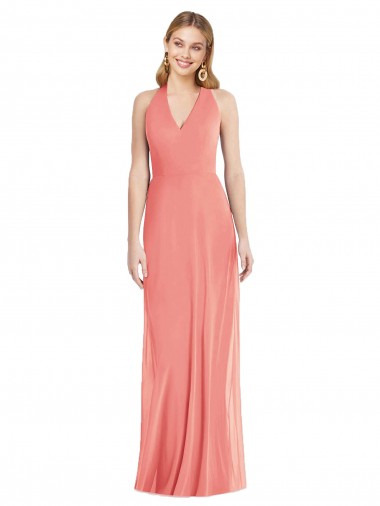 Soft Chiffon Trumpet Long Sleeveless Desert Rose Evening Dresses Barrie