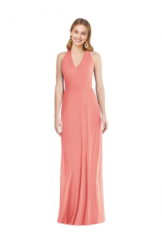 Soft Chiffon Trumpet Long Sleeveless Desert Rose Evening Dresses Barrie