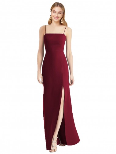 Soft Chiffon Trumpet Long Sleeveless Tie Back Front Slit Bridesmaid Dresses Barrie
