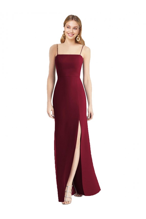 Soft Chiffon Trumpet Long Sleeveless Tie Back Front Slit Bridesmaid Dresses Barrie