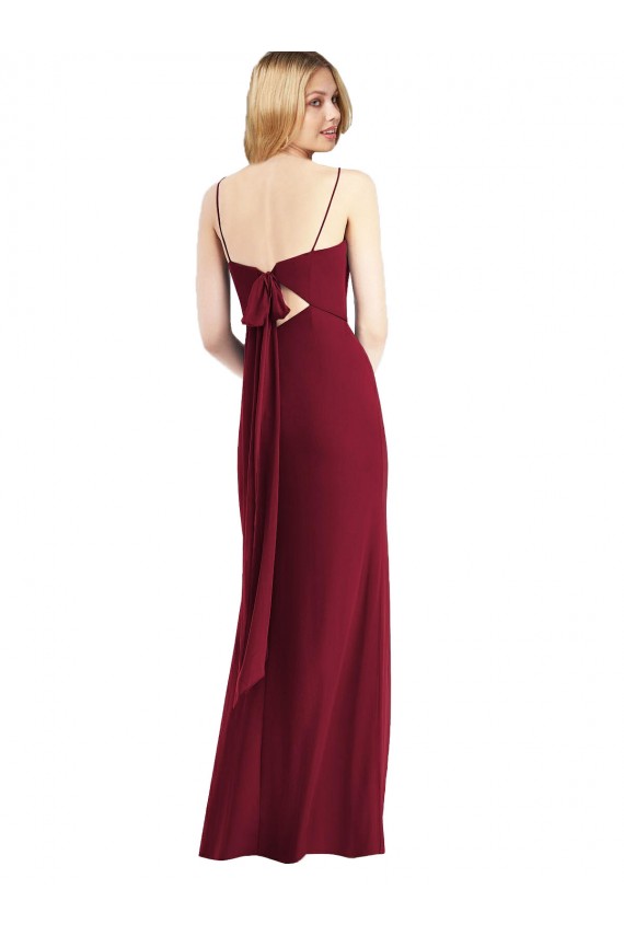 Soft Chiffon Trumpet Long Sleeveless Tie Back Front Slit Bridesmaid Dresses Barrie