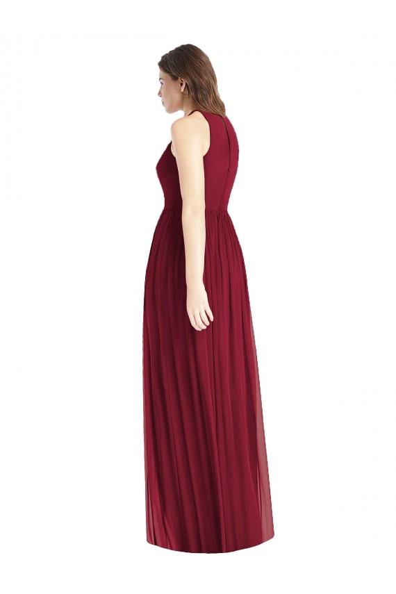 Soft Chiffon A-Line Long Sleeveless Lilac Bridesmaid Dresses Barrie