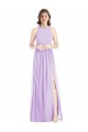 Soft Chiffon A-Line Long Sleeveless Lilac Bridesmaid Dresses Barrie