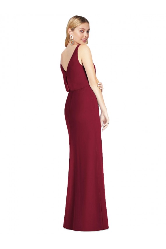 Soft Chiffon Mermaid Long Sleeveless V-Back Front Slit Bridesmaid Dresses Barrie