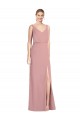 Soft Chiffon Mermaid Long Sleeveless V-Back Front Slit Bridesmaid Dresses Barrie