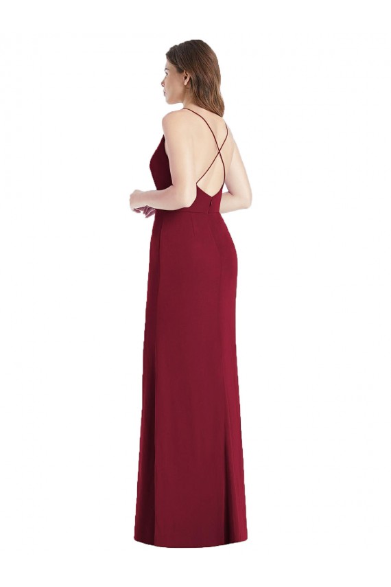 Soft Chiffon Mermaid Long Sleeveless Criss Cross Back Bridesmaid Dress Barrie