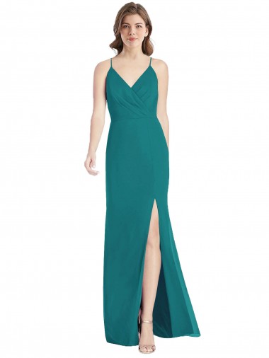 Soft Chiffon Mermaid Long Sleeveless Criss Cross Back Bridesmaid Dress Barrie
