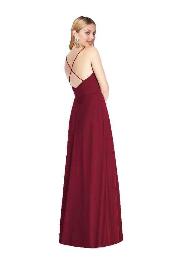 Soft Chiffon A-Line Long Sleeveless Criss Cross Back Formal Dress / Bridesmaid Dress Barrie