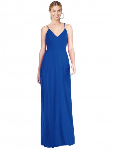 Soft Chiffon A-Line Long Sleeveless Criss Cross Back Formal Dress / Bridesmaid Dress Barrie