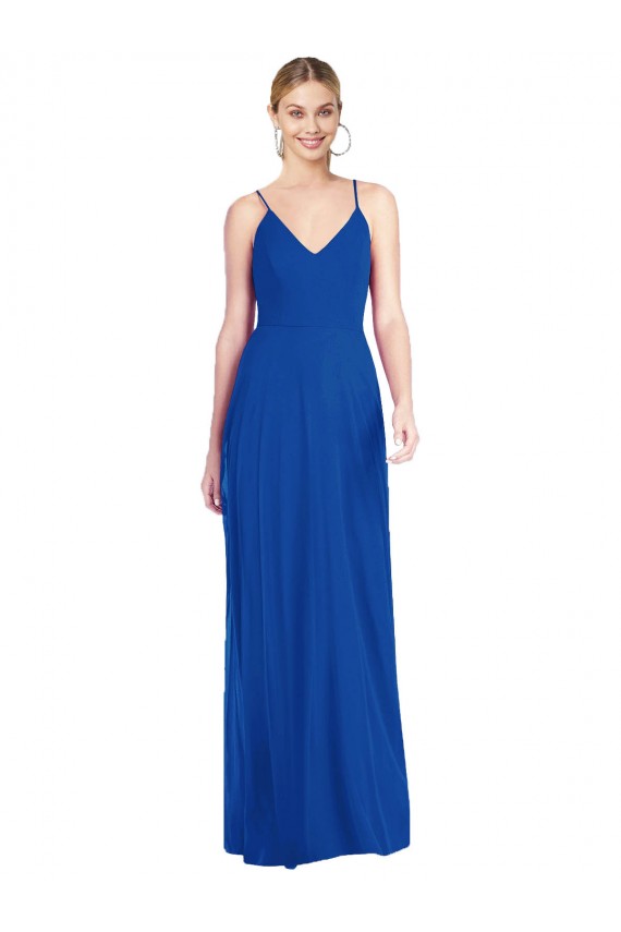 Soft Chiffon A-Line Long Sleeveless Criss Cross Back Formal Dress / Bridesmaid Dress Barrie