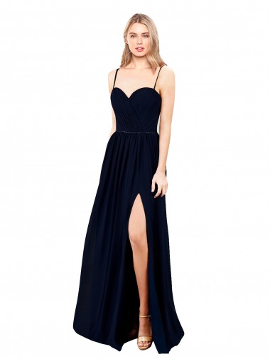 Soft Chiffon A-Line Long Sleeveless High Slit Evening Dresses Barrie