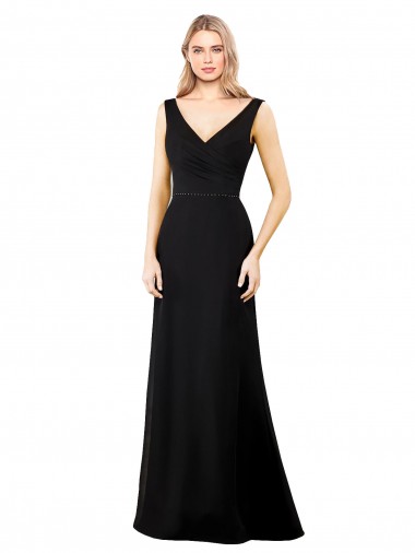 Soft Chiffon A-Line Long Sleeveless V-Back Prom Dress / Bridesmaid Dress Barrie