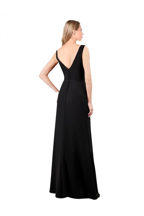 Soft Chiffon A-Line Long Sleeveless V-Back Prom Dress / Bridesmaid Dress Barrie