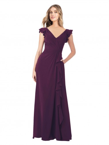 Soft Chiffon A-Line Cap Sleeves Grape Formal Dress / Bridesmaid Dress Barrie