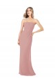 Soft Chiffon Sheath Long Sleeveless Dusty Pink Bridesmaid Dress Barrie