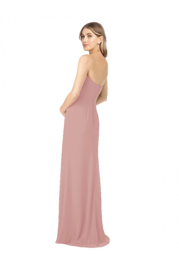 Soft Chiffon Sheath Long Sleeveless Dusty Pink Bridesmaid Dress Barrie