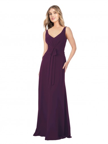 Chiffon Long A-Line Floor Length Sleeveless Bridesmaid Dress Barrie