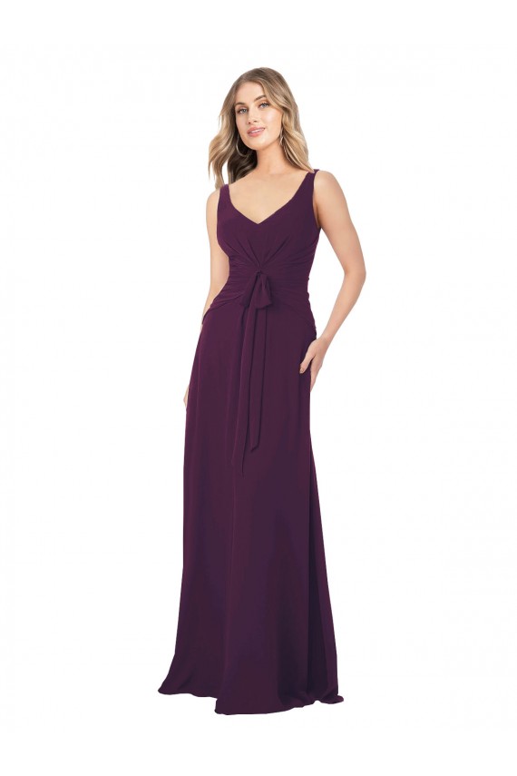 Chiffon Long A-Line Floor Length Sleeveless Bridesmaid Dress Barrie