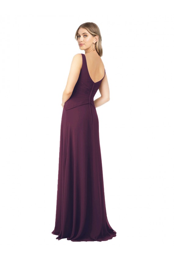 Chiffon Long A-Line Floor Length Sleeveless Bridesmaid Dress Barrie