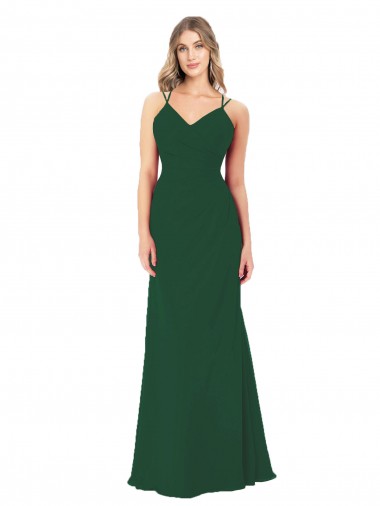 Soft Chiffon A-Line Long Sleeveless Dark Green Bridesmaid Dress Barrie