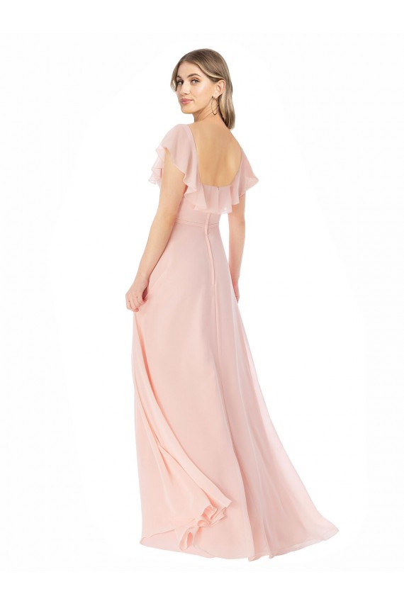 Soft Chiffon Long A-Line Cap Sleeves Formal Dress / Bridesmaid Dress Barrie