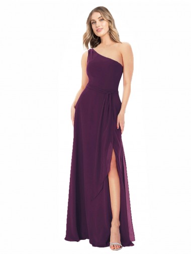 Soft Chiffon A-Line Long Sleeveless Grape Formal Dress / Bridesmaid Dress Barrie