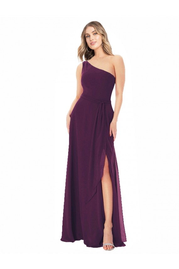 Soft Chiffon A-Line Long Sleeveless Grape Formal Dress / Bridesmaid Dress Barrie