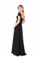Soft Chiffon A-Line Long Cap Sleeves Black Bridesmaid Dresses Barrie