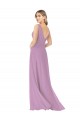 Soft Chiffon A-Line Sleeveless Dark Lavender Bridal Party Dress Barrie