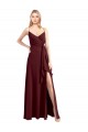Chiffon A-Line Long Floor Length Sleeveless Low Back Side Slit Bridesmaid Dresses Barrie