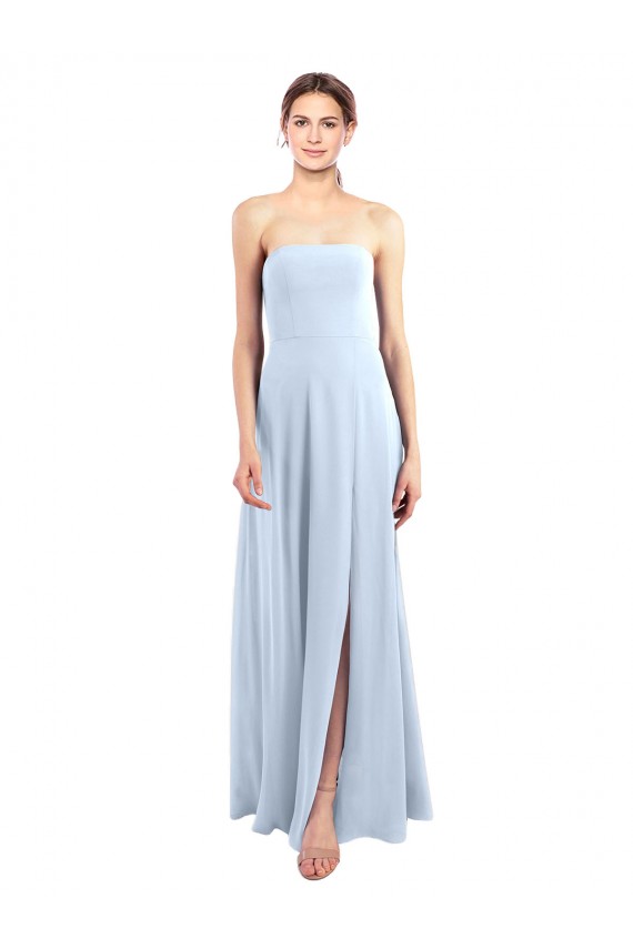 Soft Chiffon A-Line Long Sleeveless Strapless Bridesmaid Dresses Barrie