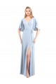 Chiffon A-Line Long Flutter Sleeves V-Back Front Slit Bridesmaid Dresses Barrie