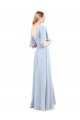 Chiffon A-Line Long Flutter Sleeves V-Back Front Slit Bridesmaid Dresses Barrie