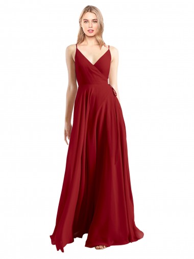 Luxe Chiffon A-Line Long Sleeveless V-Back Bridesmaid Dress Barrie