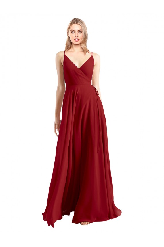 Luxe Chiffon A-Line Long Sleeveless V-Back Bridesmaid Dress Barrie