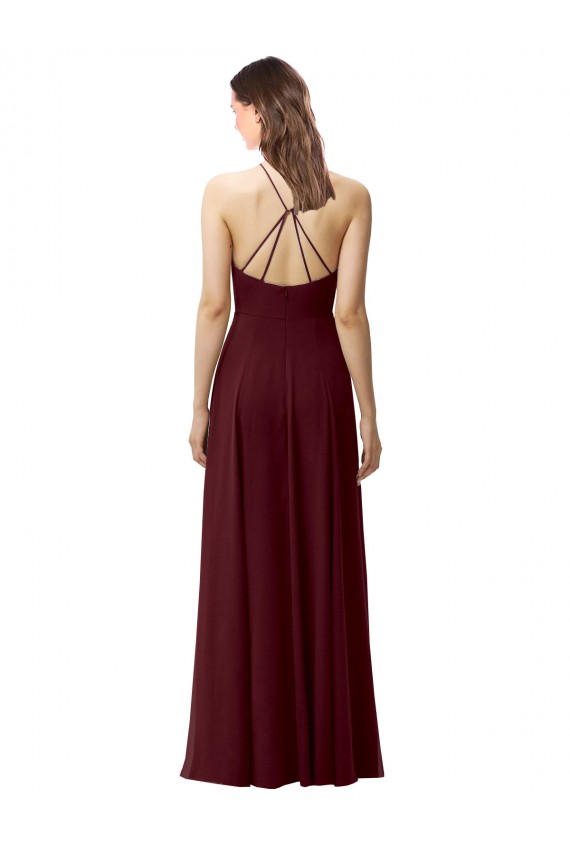 Soft Chiffon A-Line Long Sleeveless Criss Cross Back High Side Slit Bridesmaid Dresses Barrie