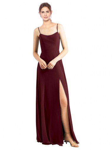 Chiffon A-Line Sleeveless Burgundy Gold Bridesmaid Dress / Evening Dress Barrie
