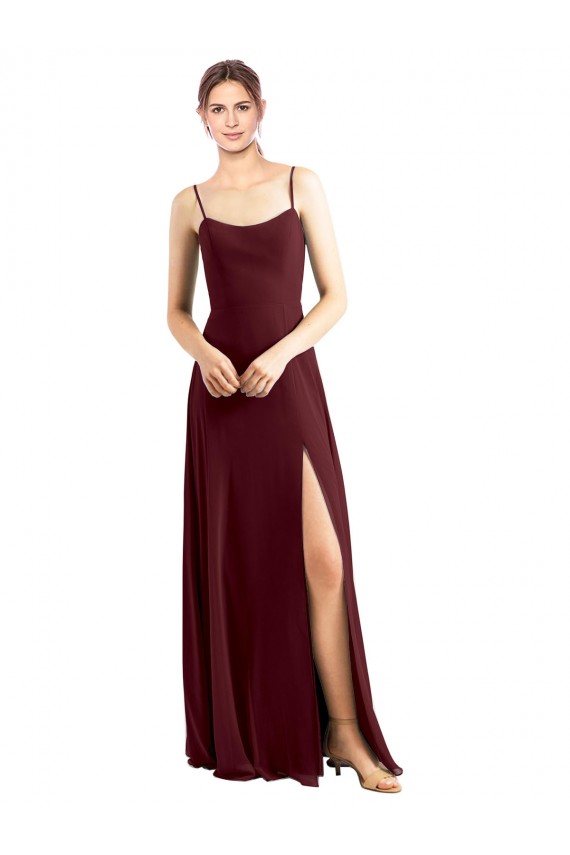 Chiffon A-Line Sleeveless Burgundy Gold Bridesmaid Dress / Evening Dress Barrie