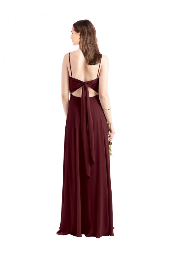 Chiffon A-Line Sleeveless Burgundy Gold Bridesmaid Dress / Evening Dress Barrie