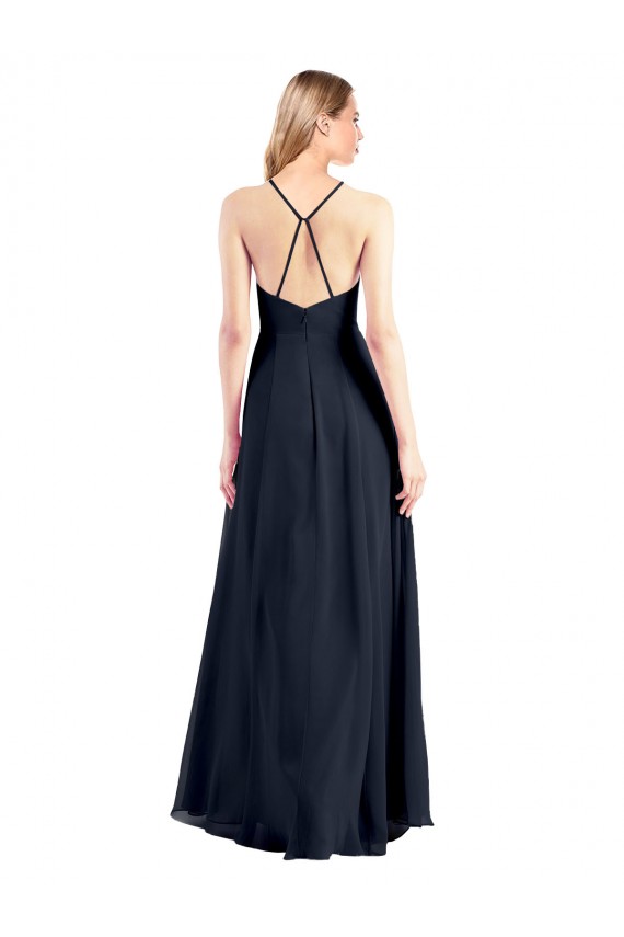 Soft Chiffon A-Line Long Sleeveless Criss Cross Back Prom Dress / Bridesmaid Dress Barrie