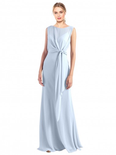 Chiffon A-Line Long Sleeveless Light Sky Blue Keyhole Back Bridesmaid Dress / Evening Gowns Barrie