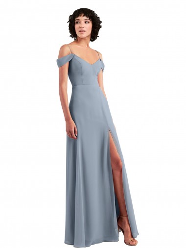 Chiffon A-Line Long Sleeveless High Side Slit Bridesmaid Dresses Barrie