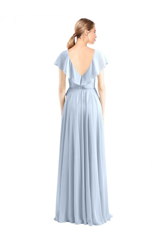 Soft Chiffon A-Line Flutter Sleeves Royal Blue Bridesmaid Dress Barrie