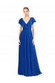 Soft Chiffon A-Line Flutter Sleeves Royal Blue Bridesmaid Dress Barrie