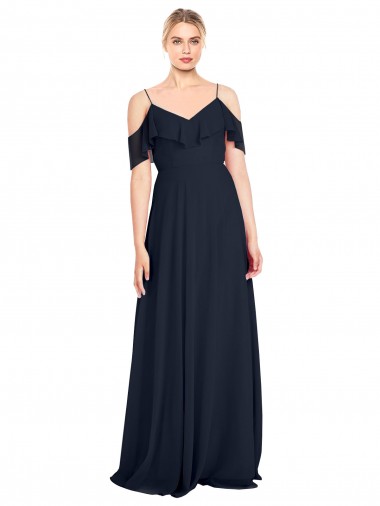 Lxue Chiffon A-Line Sleeveless Dark Navy Bridesmaid Dress Barrie